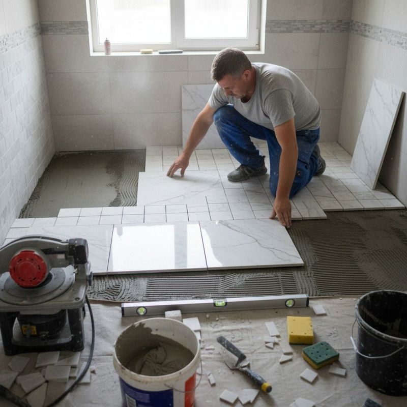 Marble Tile Floor Installation detail