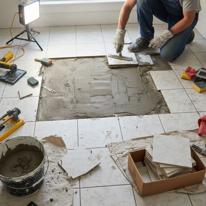 Slate Tile Floor Repair detail